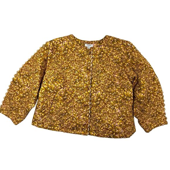 Kika Vargas Jackets & Blazers - Kika Vargas x Target NEW 1X Yellow Gold Mum Floral Quilted Jacket Barrel Sleeve
